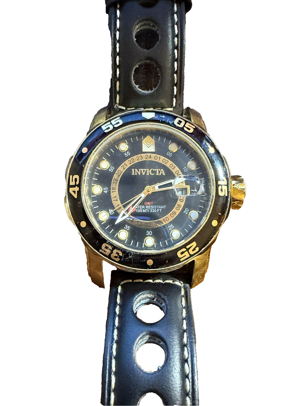 Invicta Pro Diver GMT Men's Watch Gold Tone Black Dial Sport